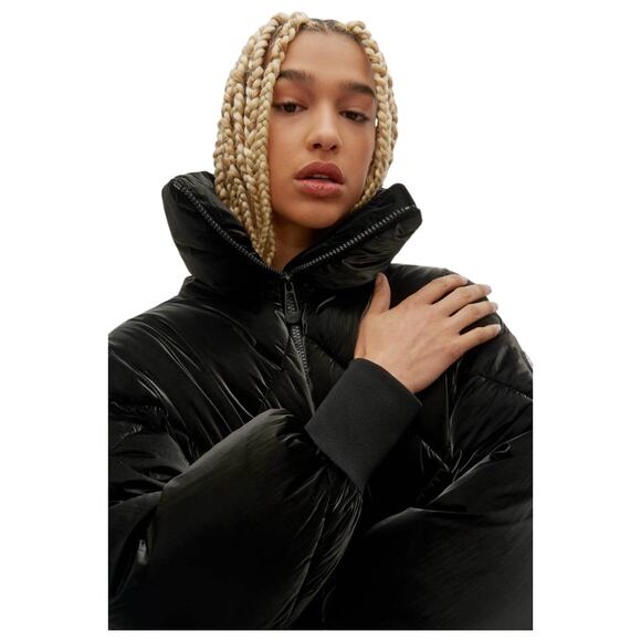 Noize Black Quilted Puffer Jacket Women's Small Vegan Winter Ski Coat Cozycore - Picture 3 of 16